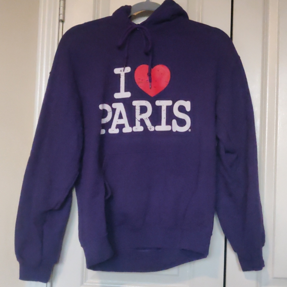 Purple "I Heart Paris" hoodie sweatshirt